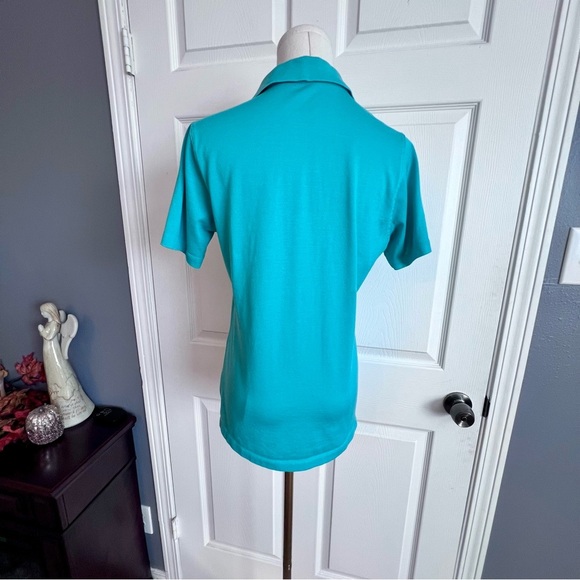 Peter Millar Masters Performance Tech Teal Green Golf Polo Shirt Women’s Medium - Picture 6 of 12